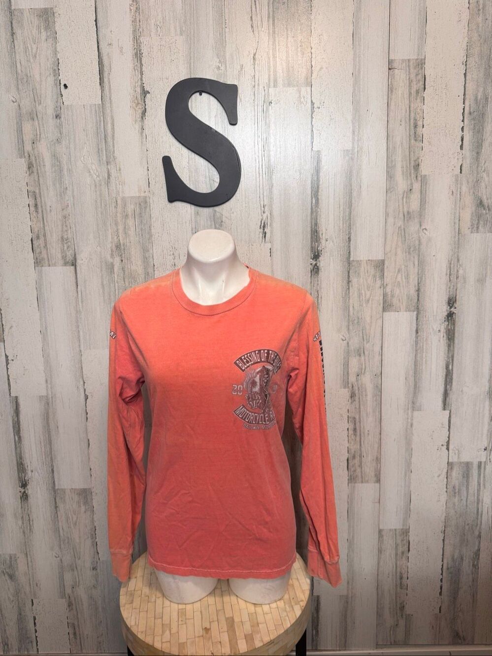 Blessing of the Bikes Motorcycle Rally Long Sleeve T-Shirt Mens S Reaper Coral